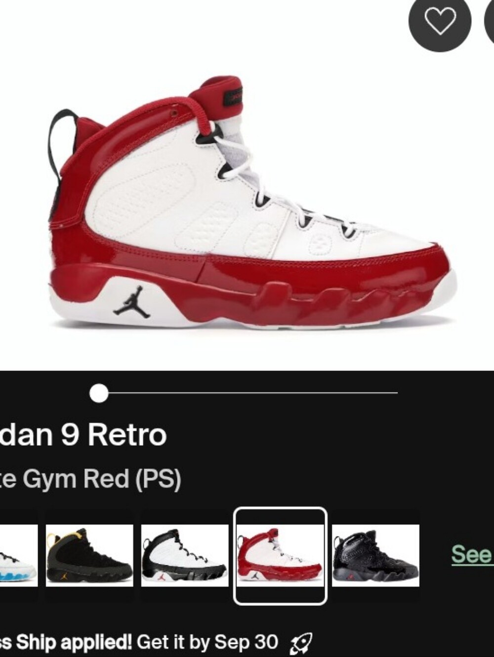 Jordan 9 Retro Kids Sneakers - White / Gym Red